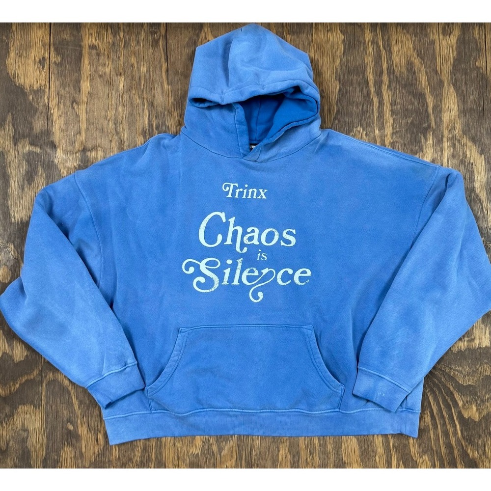 Trinx LA Chaos Is Silence Small Hoodie Blue Oversized Streetwear Pullover
